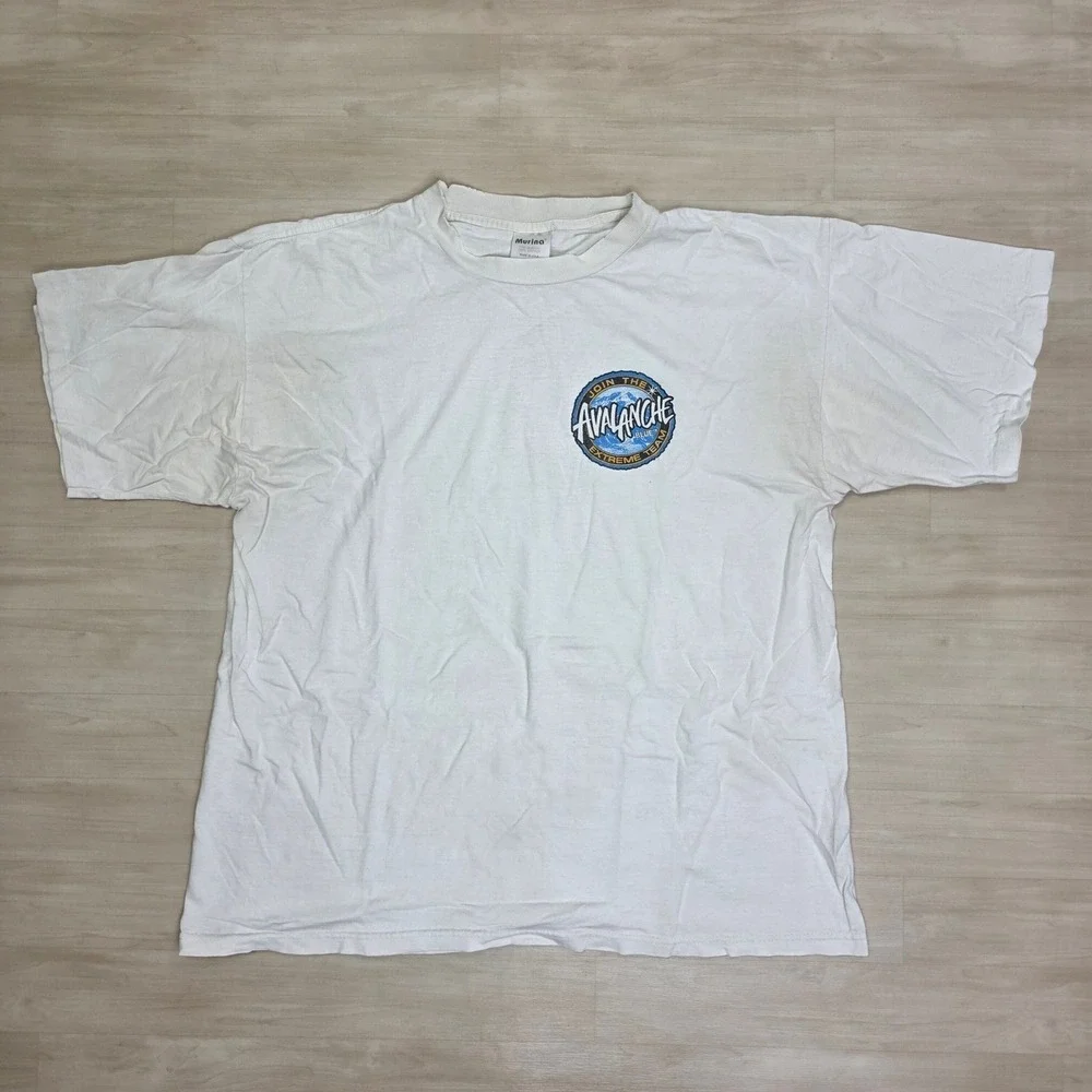 Vintage Avalanche Blue‎ Peppermint Schnapps Shirt Murina XL White Single Stitch